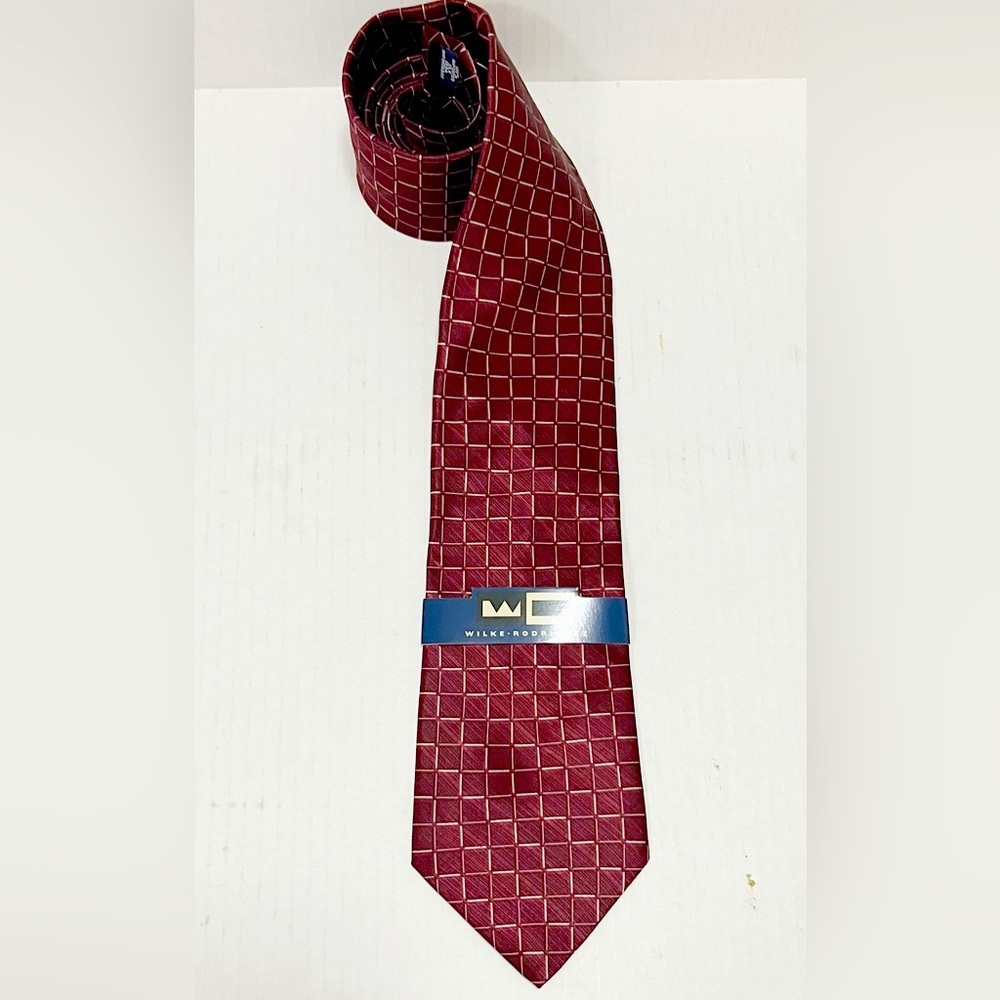 New Wilke-Rodriguez Burgundy silk tie.